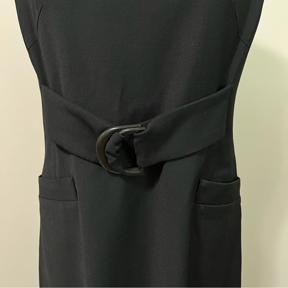 M Siamo Mock Neck Sleeveless Black Wool Lined Sheath Dress - Picture 4 of 12